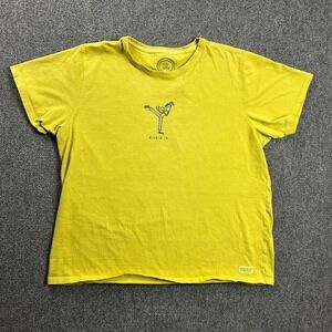 Life‎ is Good Shirt Womens Extra Large Yellow Graphic Relaxed Fit 100% Cotton